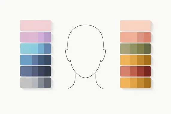 Cool vs warm undertone color swatches next to a face outline