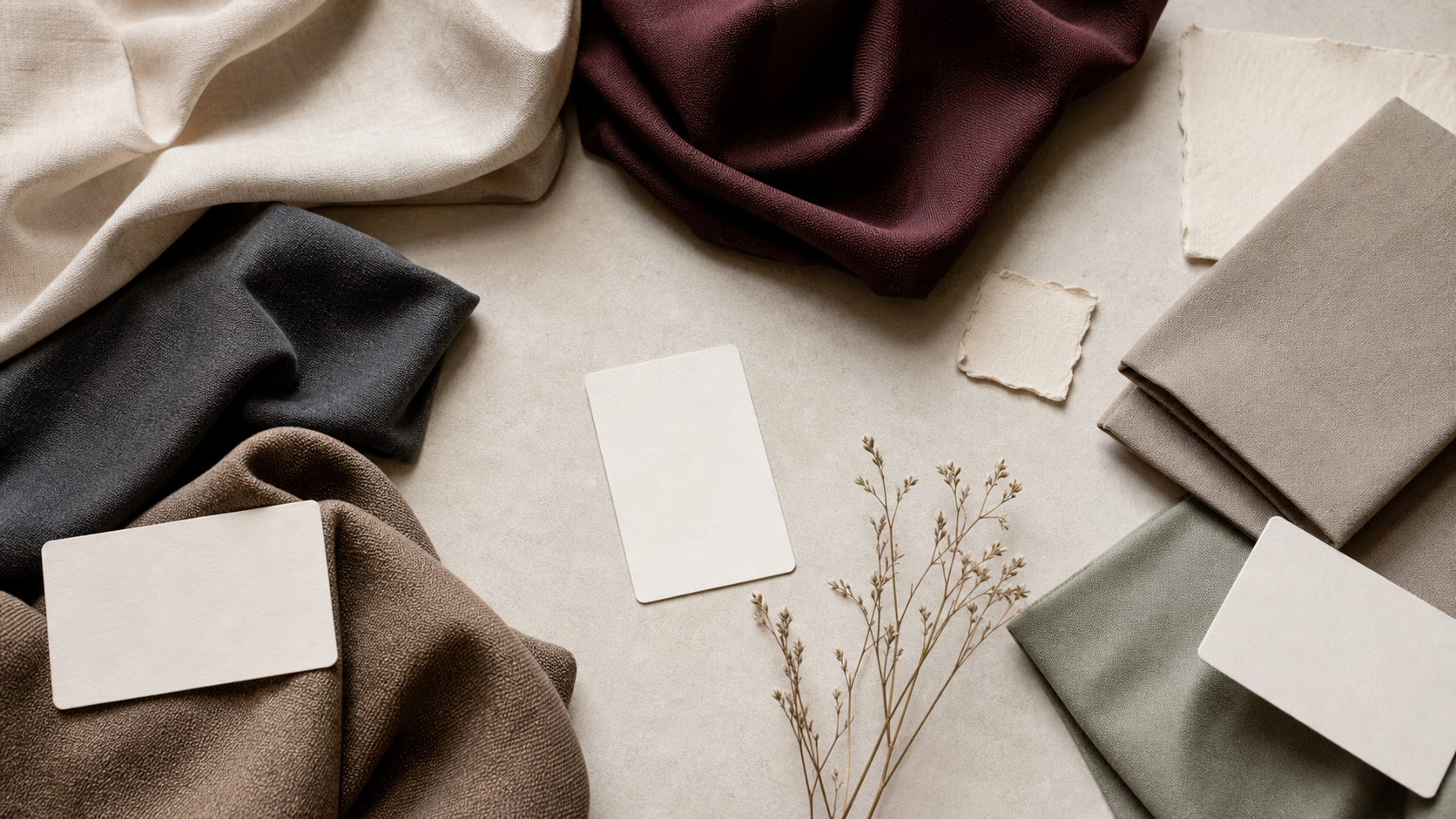 Neutral workwear forms with one abstract creative accent for context-led coordination.