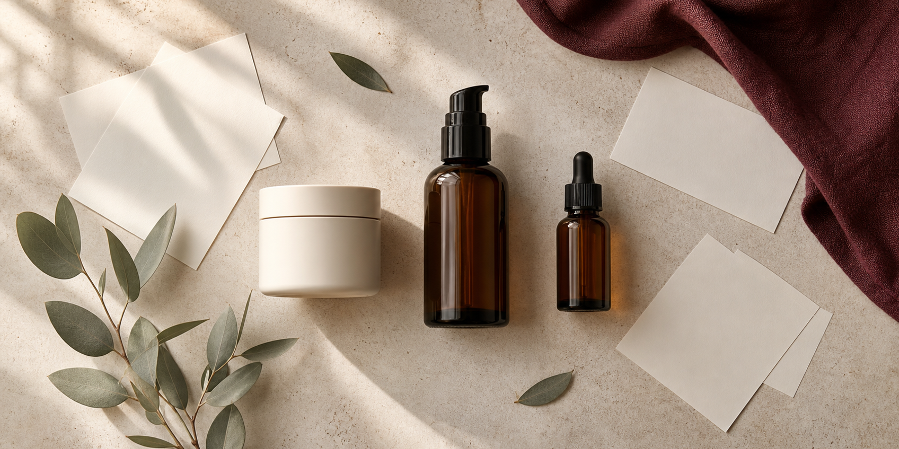 A warm ivory and amber skincare still life representing a neutral KLAPP A Classic catalogue FAQ.