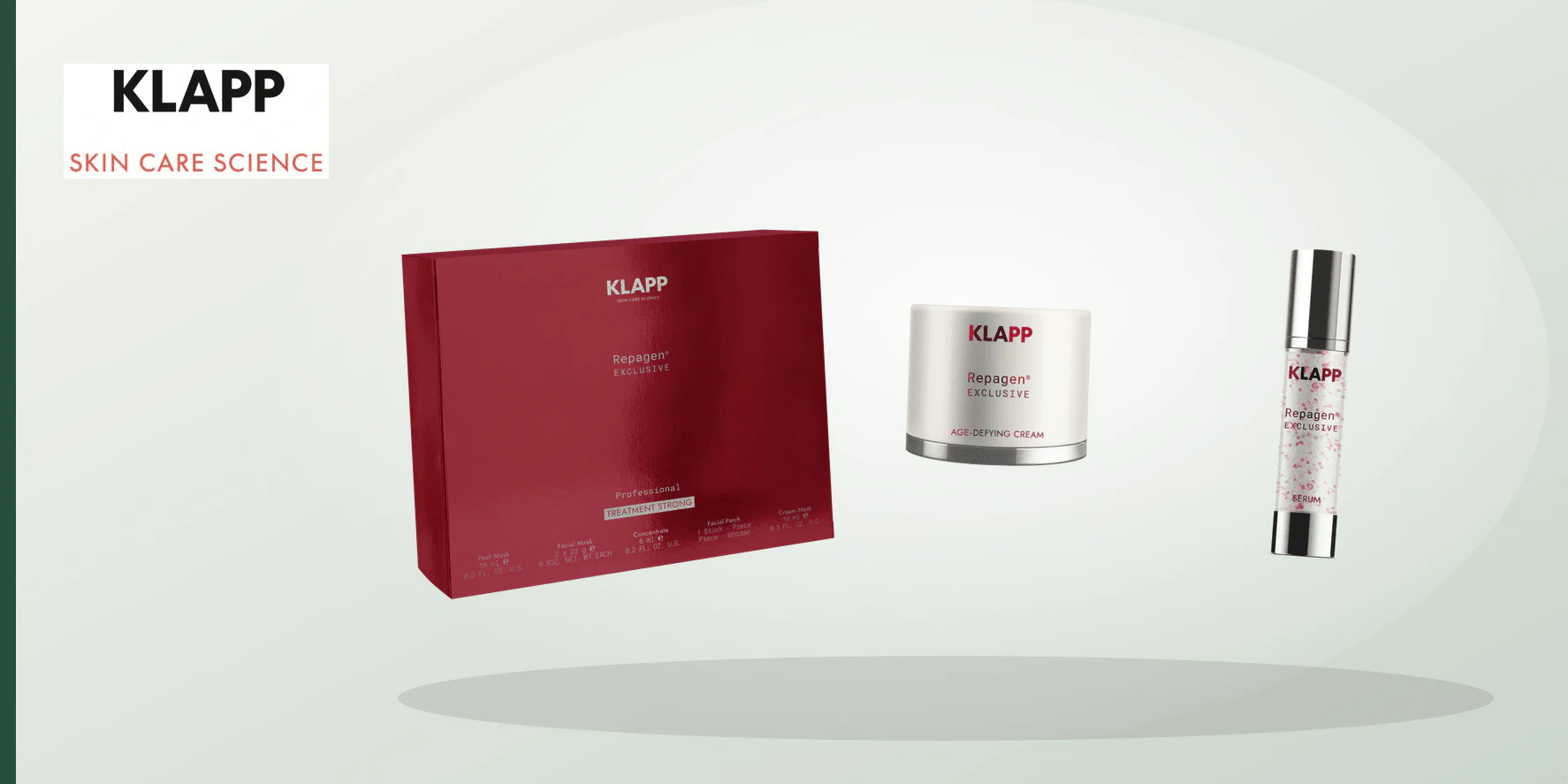 Four equal unbranded cosmetic vessels above four blank catalogue question cards on an ivory surface.