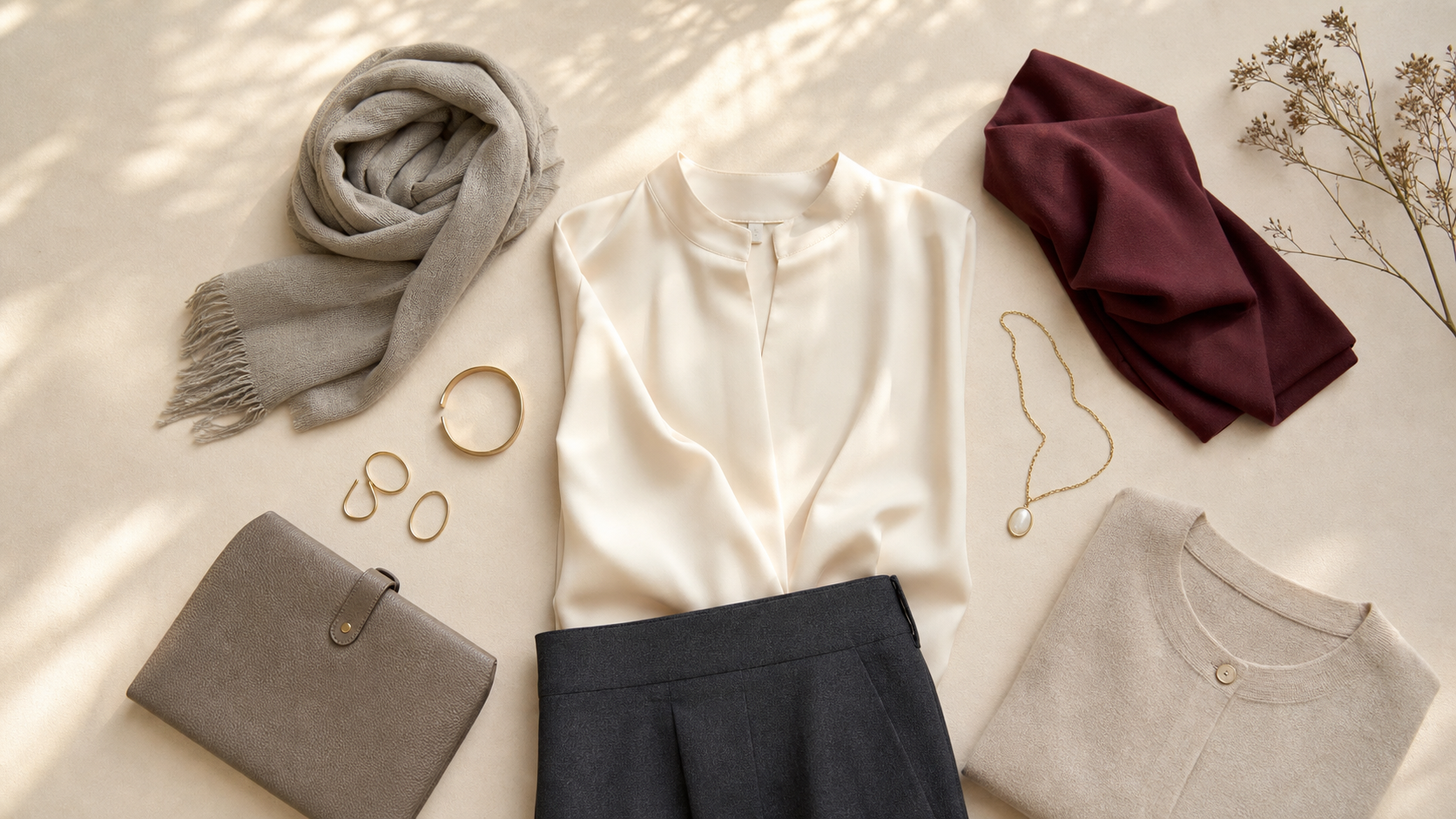 Neutral presentation-day garment forms with equal optional coordination elements.