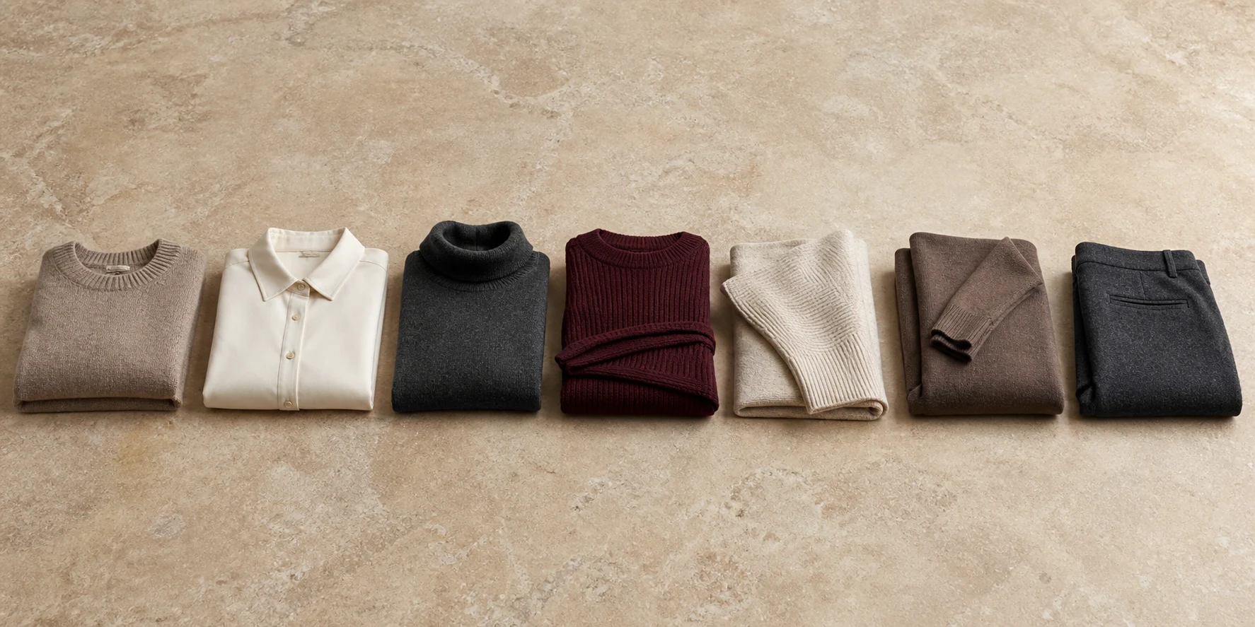 Seven garment details arranged evenly as a body-neutral visual comparison checklist.