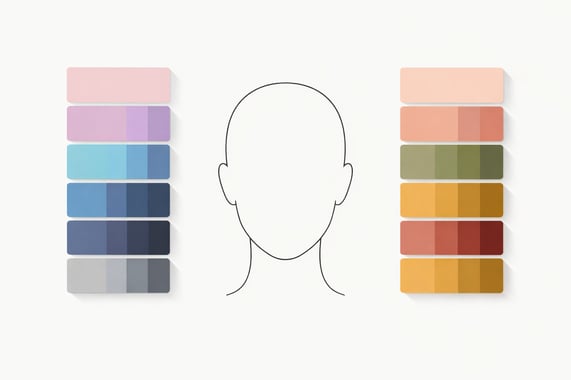Cool vs warm undertone color swatches next to a face outline